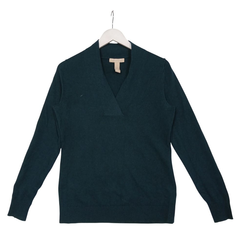 Banana Republic Teal Green Wool Cashmere Blend V-Neck Sweater Medium